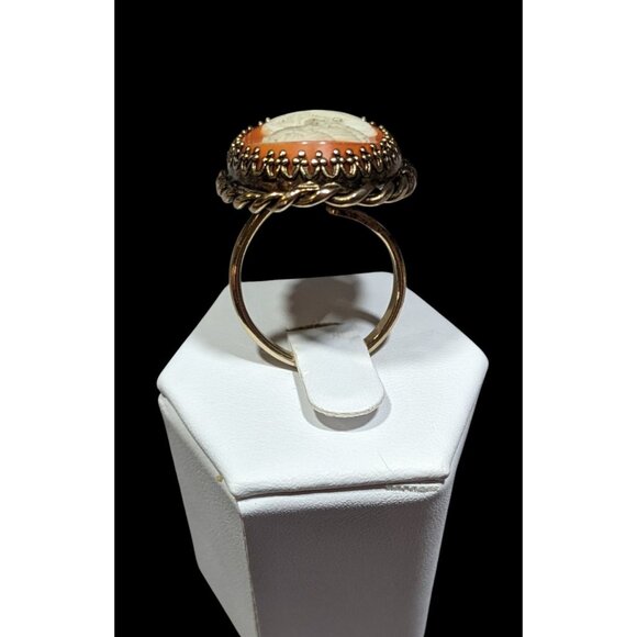 Vintage Cameo Ring Victorian Style Gold Tone Adjustable 7.5 - Picture 3 of 12